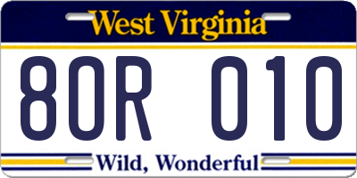 WV license plate 8OR010