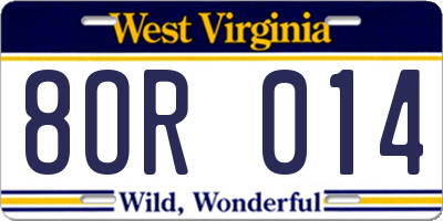 WV license plate 8OR014