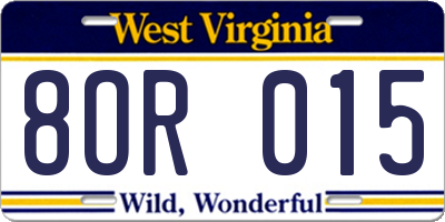 WV license plate 8OR015