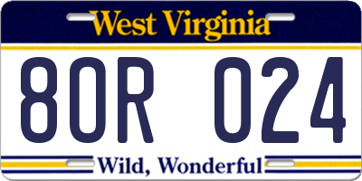 WV license plate 8OR024