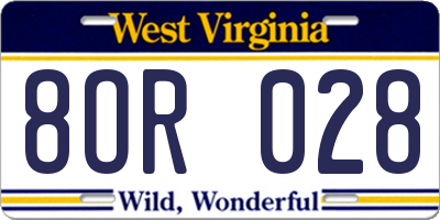WV license plate 8OR028