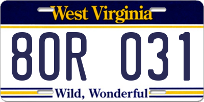 WV license plate 8OR031