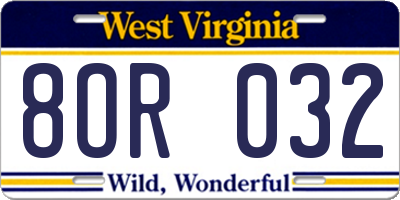 WV license plate 8OR032