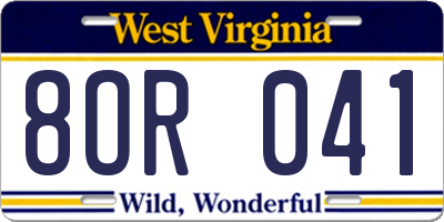 WV license plate 8OR041