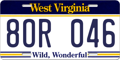 WV license plate 8OR046