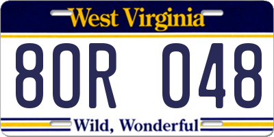 WV license plate 8OR048