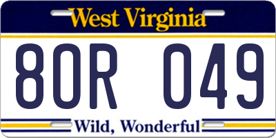 WV license plate 8OR049