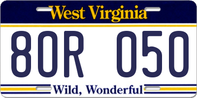 WV license plate 8OR050