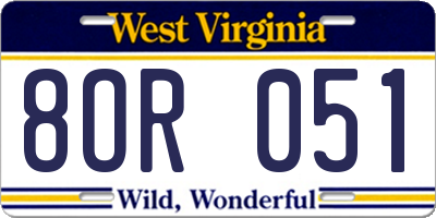 WV license plate 8OR051
