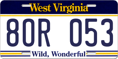 WV license plate 8OR053