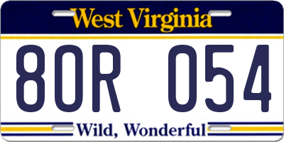 WV license plate 8OR054