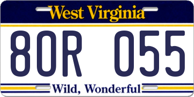 WV license plate 8OR055