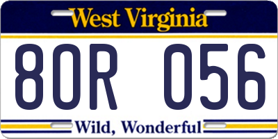WV license plate 8OR056
