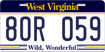 WV license plate 8OR059