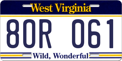 WV license plate 8OR061