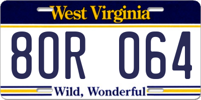 WV license plate 8OR064