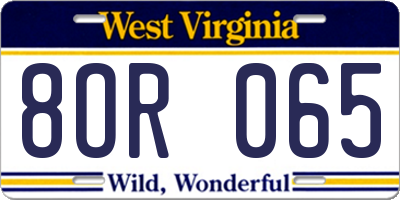 WV license plate 8OR065