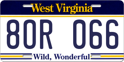 WV license plate 8OR066
