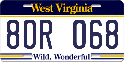WV license plate 8OR068