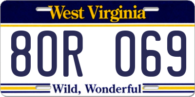 WV license plate 8OR069