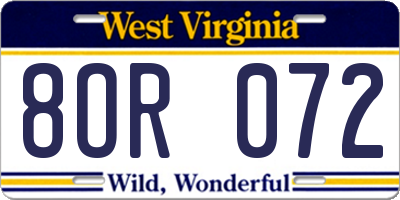 WV license plate 8OR072