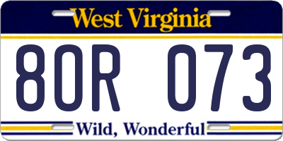 WV license plate 8OR073