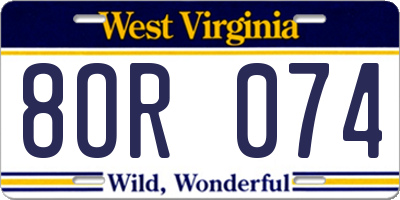 WV license plate 8OR074