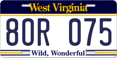 WV license plate 8OR075
