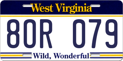WV license plate 8OR079