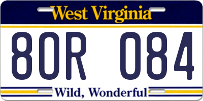 WV license plate 8OR084