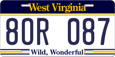 WV license plate 8OR087