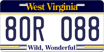 WV license plate 8OR088