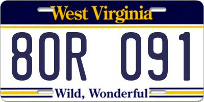 WV license plate 8OR091