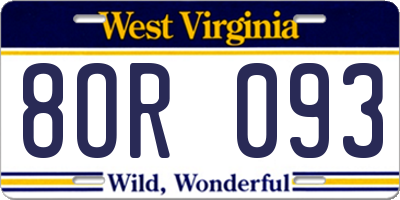 WV license plate 8OR093