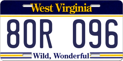 WV license plate 8OR096