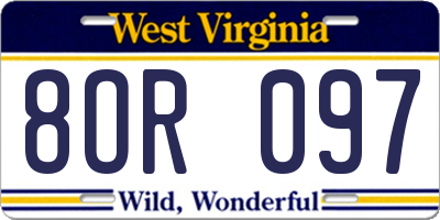 WV license plate 8OR097
