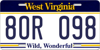 WV license plate 8OR098