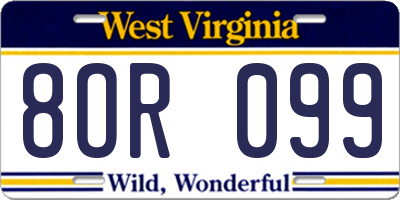 WV license plate 8OR099