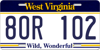 WV license plate 8OR102