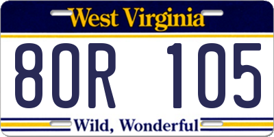 WV license plate 8OR105
