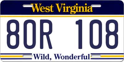 WV license plate 8OR108