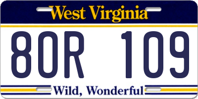 WV license plate 8OR109