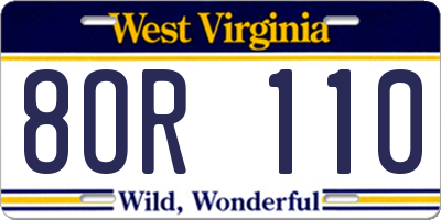 WV license plate 8OR110