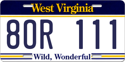 WV license plate 8OR111
