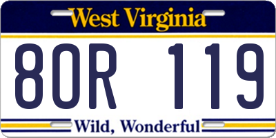 WV license plate 8OR119