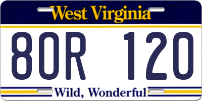 WV license plate 8OR120