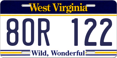 WV license plate 8OR122