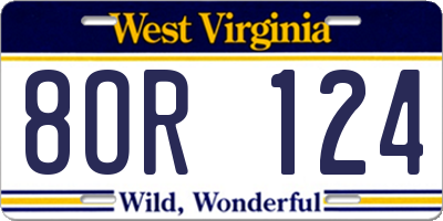 WV license plate 8OR124