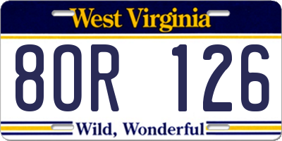 WV license plate 8OR126