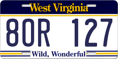 WV license plate 8OR127